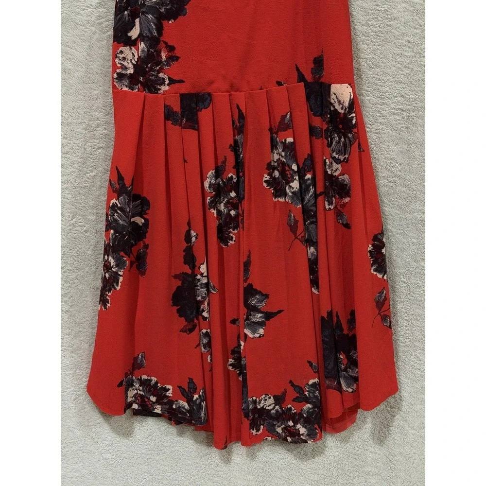 Free People Cloud Combo Floral Flutter By Dress Women Sz 0 Pleated OB420184 Red